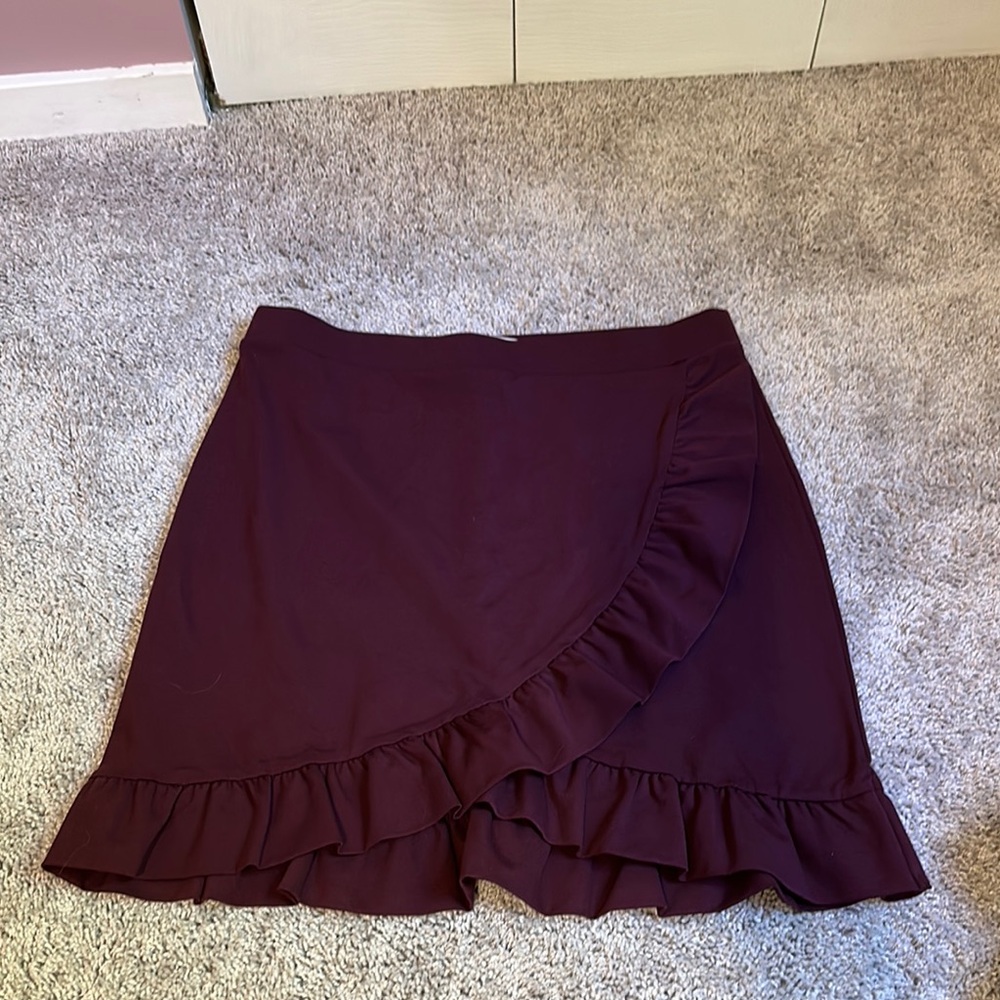 LOFT Deep Purple Ruffle Skirt